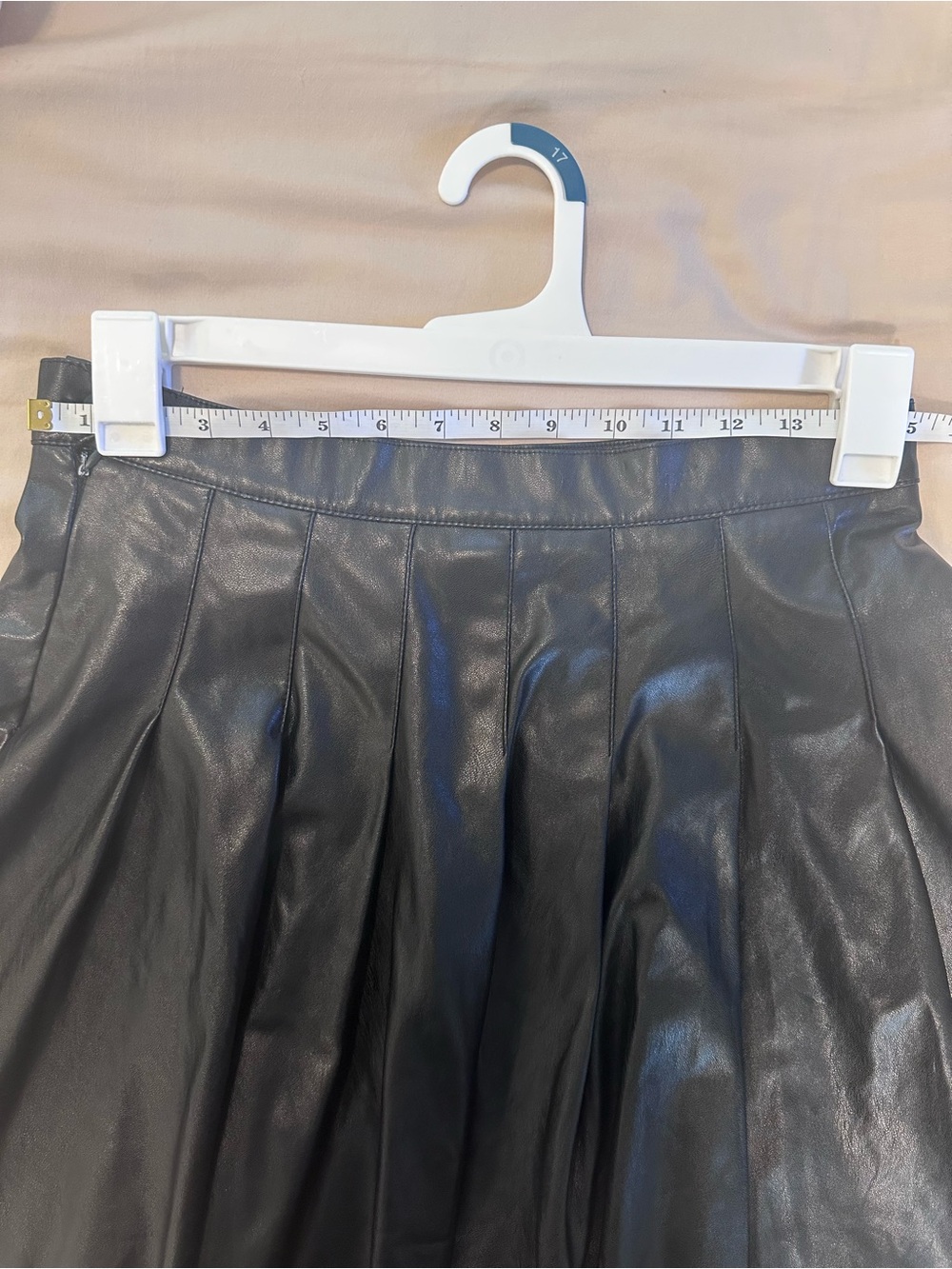 Eden & Olivia Black Pleated Vegan Leather A-Line Skirt